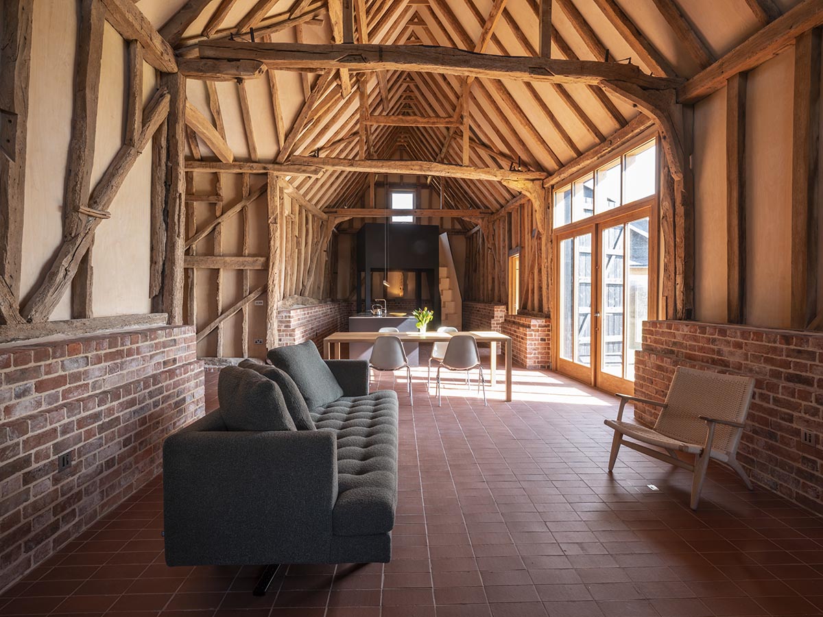 Ketley staffs red quarry tiles were used by Lynch Architects to restore and convert this listed barn